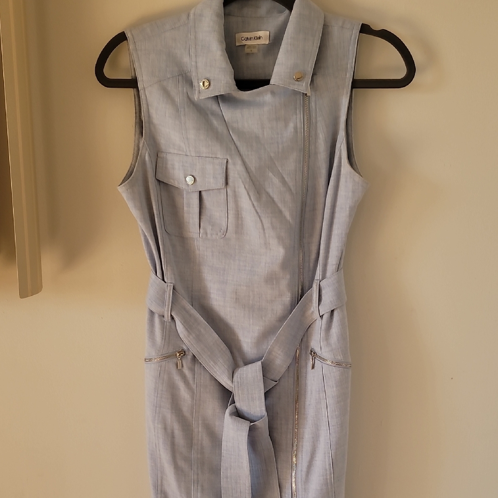 Calvin Klein Light Blue Sleeveless Dress with Belt